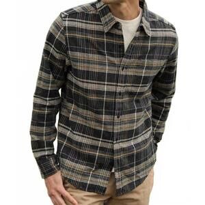 NEW BRIDGE & BURN larson brushed flannel shirt in volcanic plaid